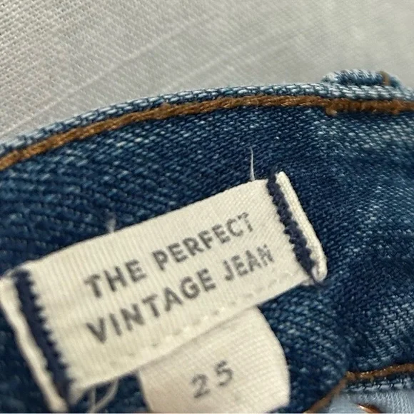 Madewell perfect vintage Jean medium indigo wash distressed raw hem size 25 - Picture 13 of 15
